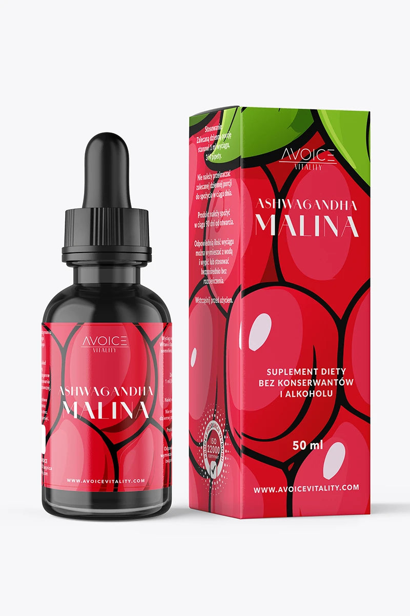 Ashwagandha w kroplach - smak Malina od Avoice Vitality