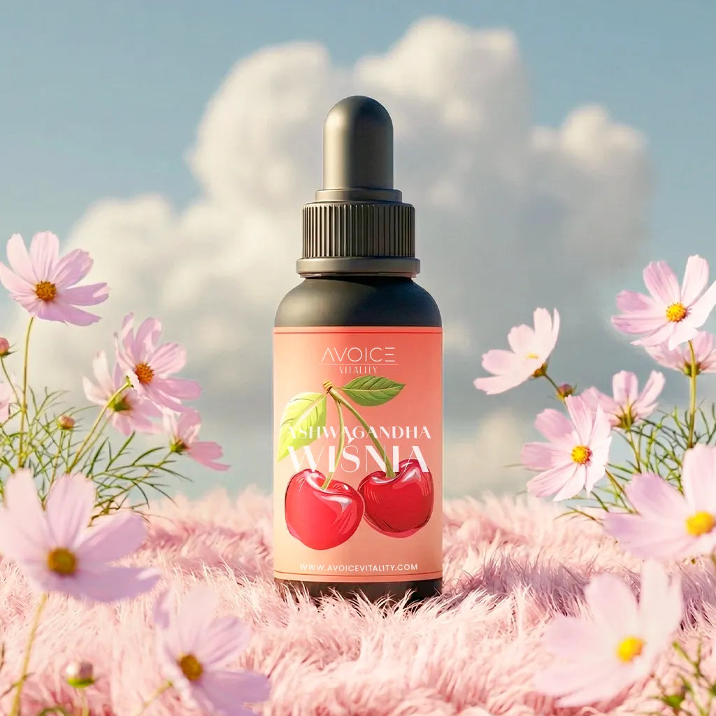 Ashwagandha w kroplach - smak Wiśnia od Avoice Vitality