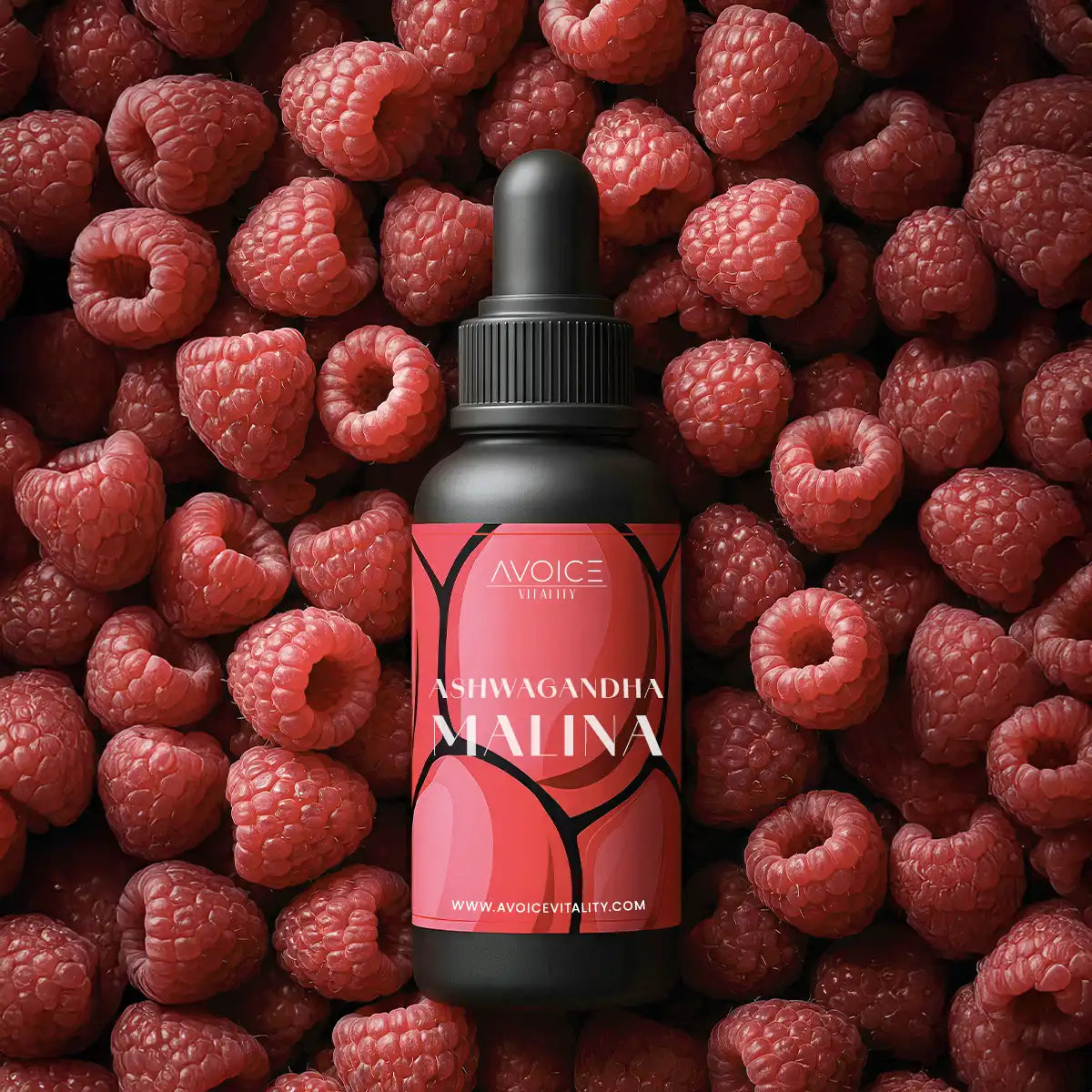 Prezentacja grafiki Ashwagandha smak Malina w malinach